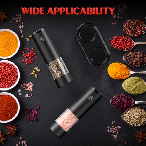 Electric Salt and Pepper Grinder Set with LED Light & Adjustable Coarseness