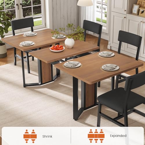 5-Piece Extendable Dining Table Set with 4 Cushioned Chairs, 63-Inch
