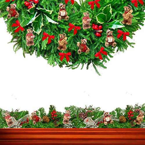 BANBERRY DESIGNS 12-Pack Bear Christmas Ornaments Set – 1.25"‑1.50" Bears in Santa Hats, 4 Poses