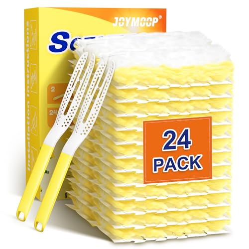 Disposable Electrostatic Duster Set - 2 Handles & 24 Heavy-Duty Refills