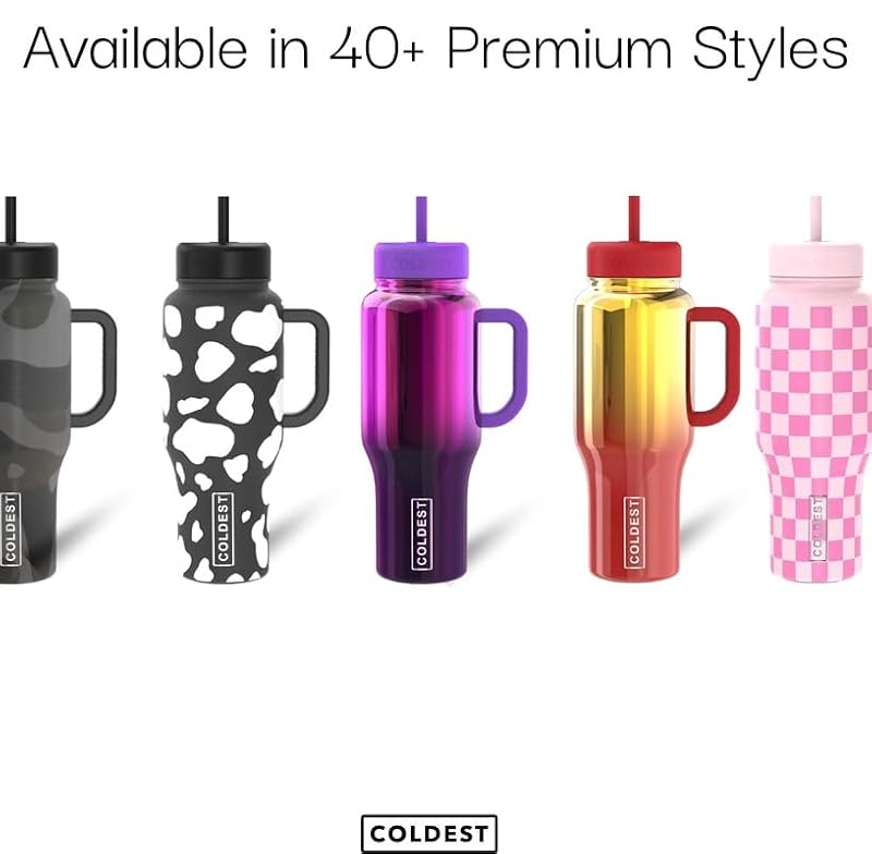 36 oz Stainless Steel Insulated Tumbler with Handle and 3 Lids