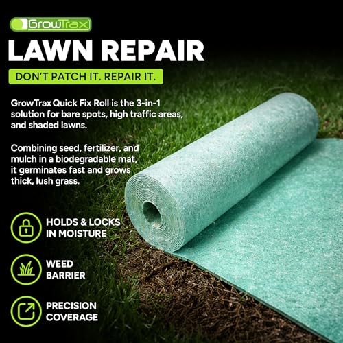 Biodegradable Grass Seed Mat Roll - 50 Sq Ft All-in-One Lawn Repair System