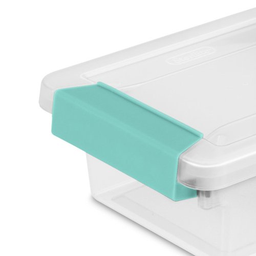 Sterilite 12-Pack Clip Box, Stackable Clear Plastic Bins with Latching Lids, Mini - Writing, Arts or Crafts Supplies Storage Containers for Home, Office, Classroom and Workshop Organization