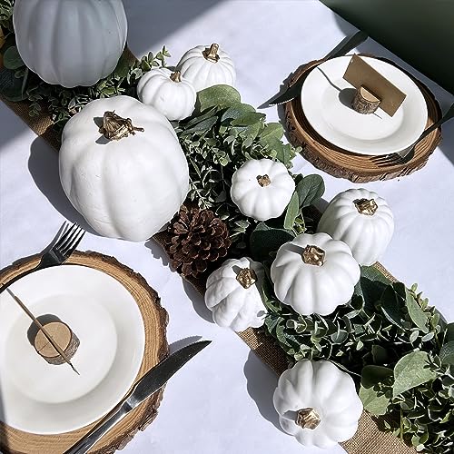 10 Pcs Assorted Artificial White Foam Pumpkins for Fall Home Decor