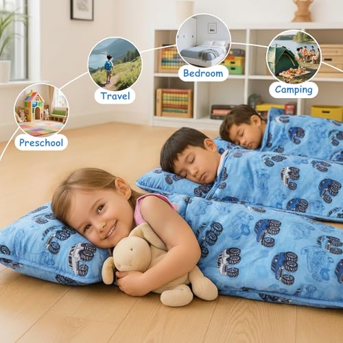 Softan Extra Large Toddler Nap Mat with Removable Pillow & Minky Blanket