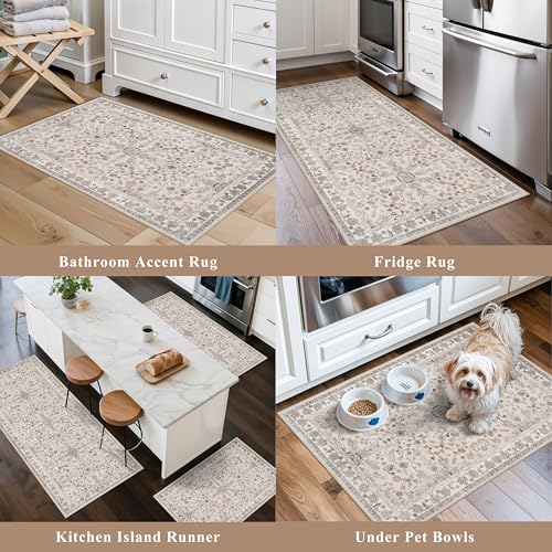 3-Piece Washable Kitchen Rug Set, Non-Slip Boho Mats for Kitchen and Home