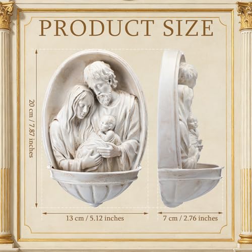Fumete Holy Water Font Wall Hanging – Catholic Religious Resin Decor, 13x20cm