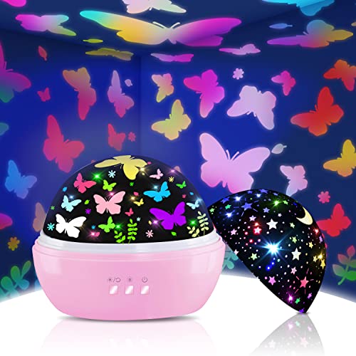 Butterfly and Star Projector Night Light for Kids Bedroom Decor