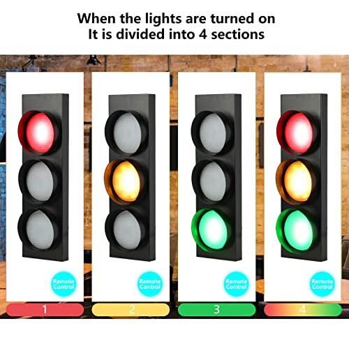 HOMIER 1-Side 3-Light Traffic Light Wall Lamp Remote Control Retro Decor