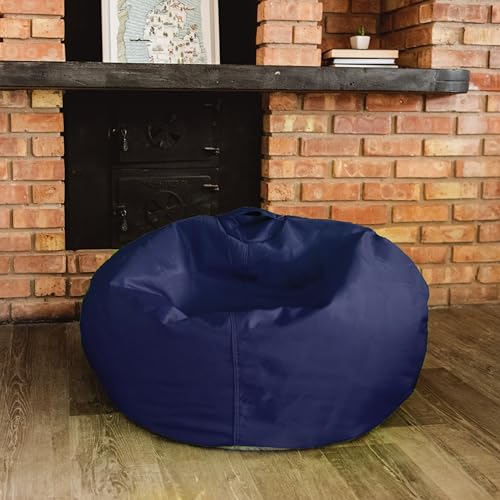 Kids Classic Bean Bag Chair for Bedroom & Reading Nook, Easy-Clean Navy