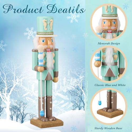 15in Ocean Shell Nutcracker - Wooden Christmas Decor by Blosssound, Ocean Theme