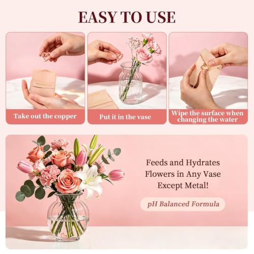 Pure Copper Flower Food Heart Charm - Reusable Vase Water Cleaner