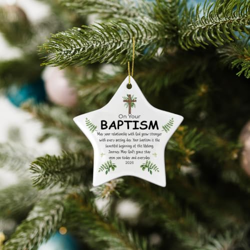 OOINISUU Star Ceramic Ornament for Baptism, Christmas & Holiday Gifts