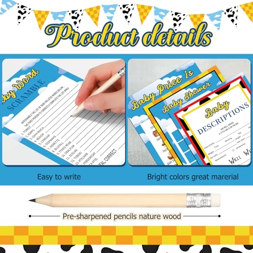 Yinder Boy Baby Shower Games Set - 145 Pieces with Cards & Pencils