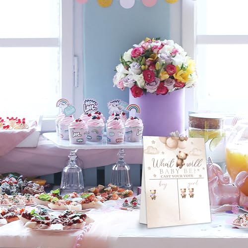 LNOKRIM Bear 06 Gender Reveal Voting Board Set with Stickers - Baby Shower Decorations & Games