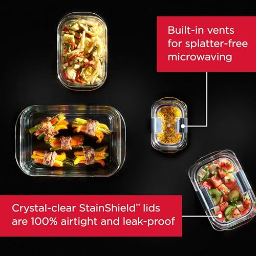 Rubbermaid Brilliance Glass Food Storage Containers Set of 9 Leak-Proof