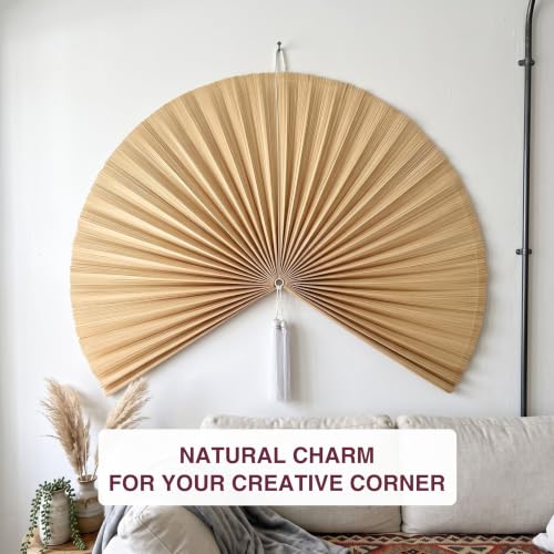 47-Inch Handmade Bamboo Wall Fan Boho Wall Decor