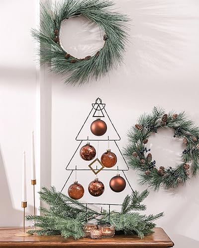 9-Piece Brown Glass Christmas Ornament Set, 3.15-Inch Hanging Baubles