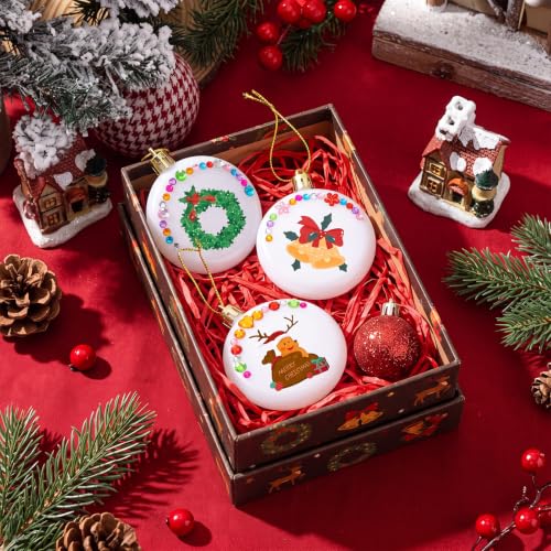 Syhood 60 Pcs 2.36'' DIY Christmas White Flat Ball Ornaments Matte Discs