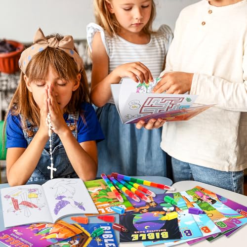 Christian Coloring Books for Kids - 24 Pack Religious Mini Activity Books for Party Favors