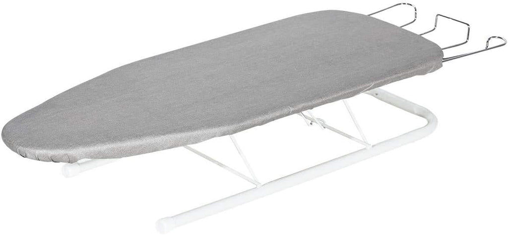 Storage Maniac Tabletop Ironing Board - All-Iron Frame with Iron Rest & Silver Metallic Cover - Silver Grey