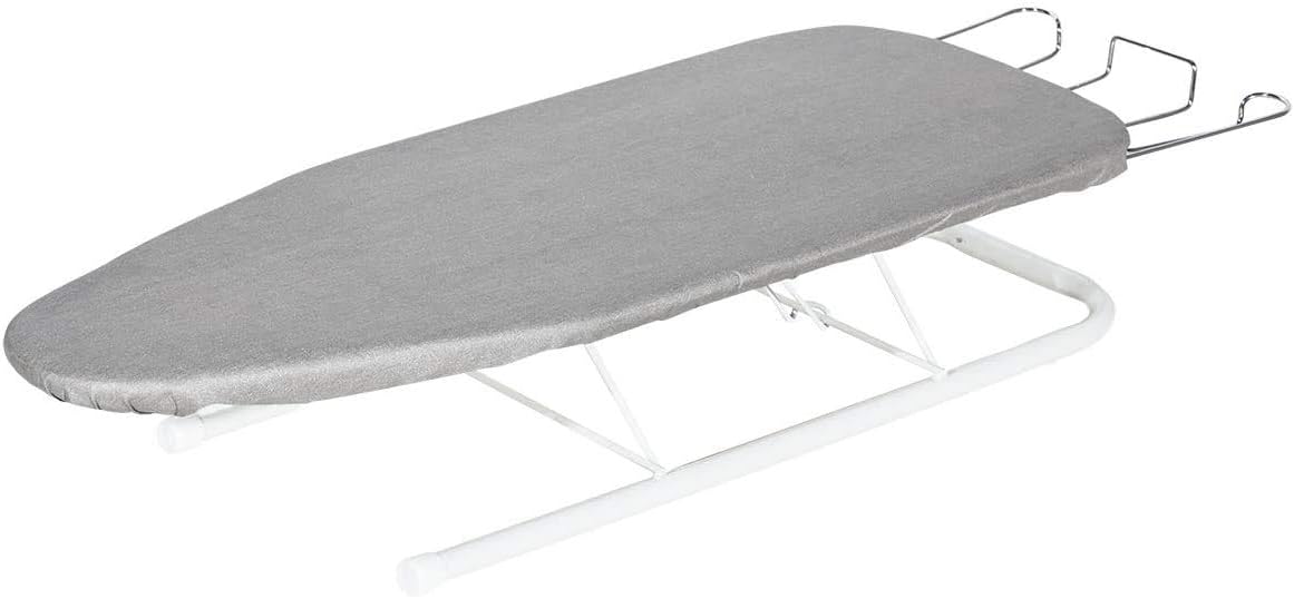 Storage Maniac Tabletop Ironing Board - All-Iron Frame with Iron Rest & Silver Metallic Cover - Silver Grey