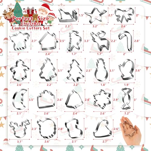 Qinzave 22pc Christmas Cookie Cutters Set – Stainless Steel Gingerbread & Holiday Shapes