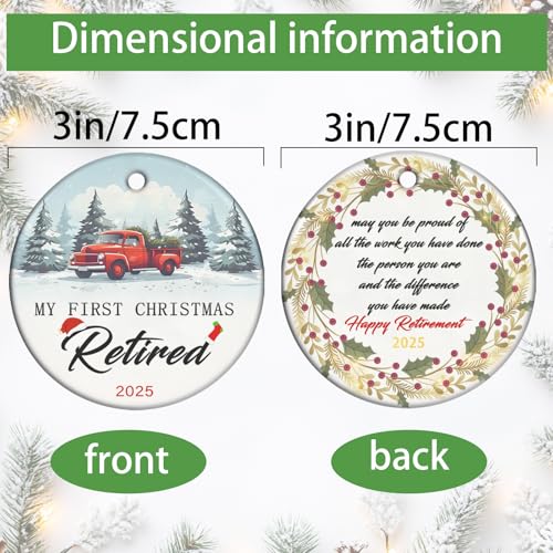 qiyeyeye My First Christmas Retirement Ornament 2025 – Double-Sided Ceramic Gift Boxed