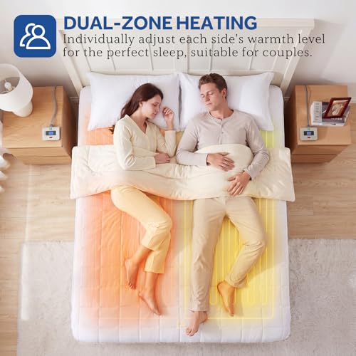 Queen Electric Mattress Pad with 10 Heat Settings - Machine Washable