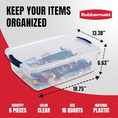 Clear Storage Containers with Latching Lids 17 Quart 6 Pack