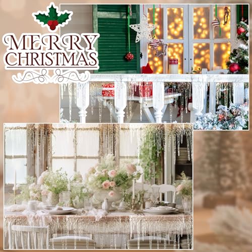 Chunful 4 Pcs Christmas Glitter Icicle Fringe Decorations 7.9x47 Inches
