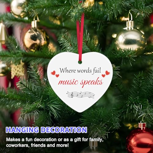 Music Lover Gift Ceramic Heart Ornament - Inspirational Keepsake for Musicians & Teachers