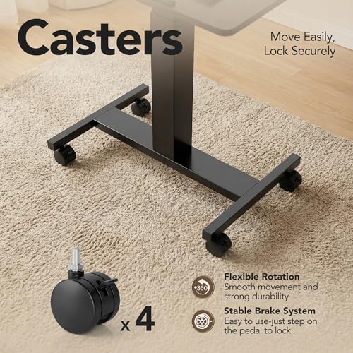 Adjustable Rolling Standing Desk, Mobile Laptop Workstation with Wheels