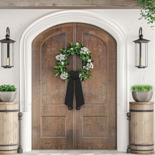 Black Wreath Sash for Front Door - 54 Inch Satin Garland Ribbon