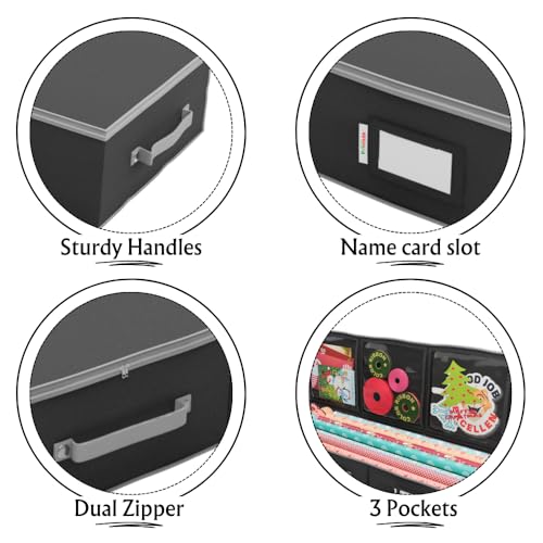 Wrapping Paper Storage Container Under Bed Gift Wrap Organizer Black