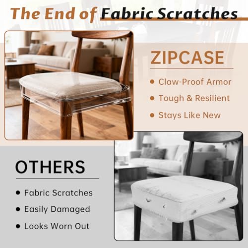 Clear Dining Chair Covers - 4 Pack, 17"D x 18"W x 4"H, Waterproof & Stain Resistant