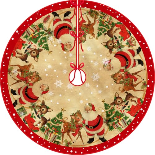 Retro Christmas Tree Skirt 36 Inch for Holiday Home Decor - FARMNALL