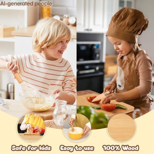 Wooden Kids Safe Knife and Toddler Baking Set for Real Cooking 6-Piece