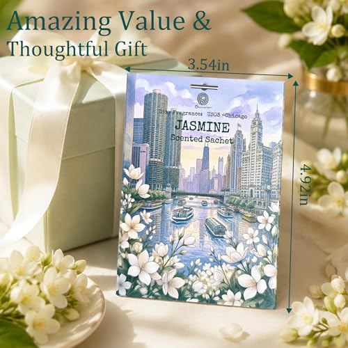 Jasmine Scented Sachets for Drawers, Closets and Cars - 12 Pack