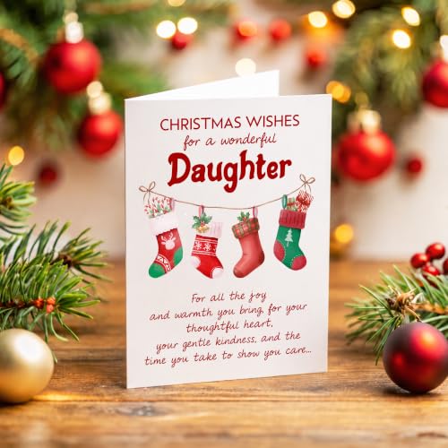 Personalized Christmas Card for Daughter - Heartfelt Holiday Greeting with Envelope