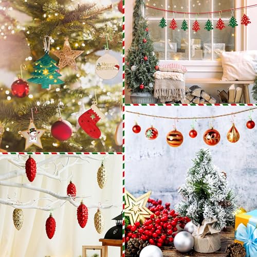 240Pcs Christmas Ornament Hooks Set - Gold, Silver, Red, Green Metal Hooks with Storage Box