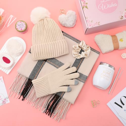 Patelai 11 Pcs Christmas Gift Basket Set for Women – Beige