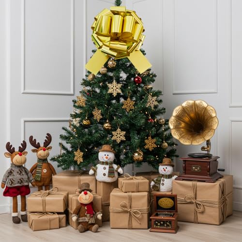 TONIFUL 16in Gold Large Pull Bow - Giant Aluminum Foil Gift & Decor Bow