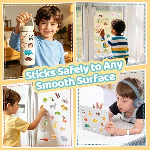 40 Animal Window Clings - Safari Wildlife Jelly Stickers for Kids