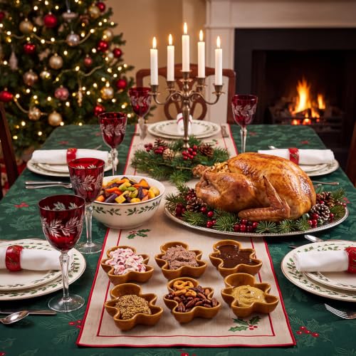 Willinglong 6-Pack Ceramic Gingerbread Man Serving Bowls for Christmas Holiday Dips & Treats
