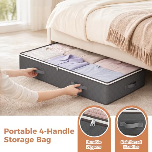 95L Under Bed Storage Containers 4 Pack Foldable Closet Organizers