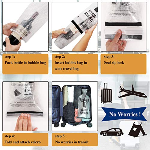 Reusable Wine Travel Protector Bags (8 Pack) - Leak-Proof Bottle Sleeves
