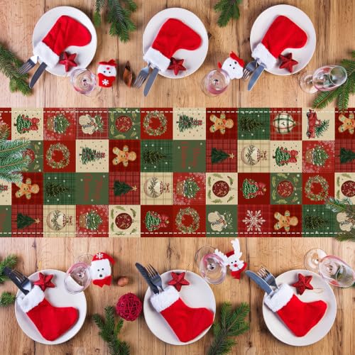 Baccessor Red Green Buffalo Plaid Christmas Table Runner 13x90 Inches Holiday Decor
