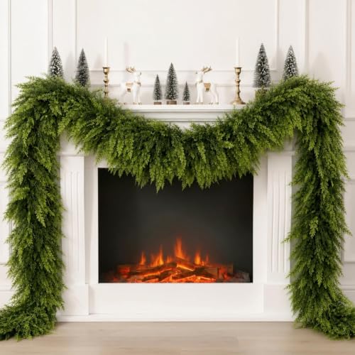 9ft Real Touch Christmas Cedar Garland - Thick Greenery Holiday Decor