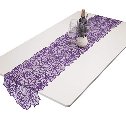 Rockcloud Purple Lace Spiderweb Table Runner 71x13in Halloween Decor